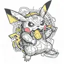 Pikachu snorting a line tattoo design idea