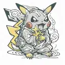 Pikachu snorting a line tattoo design idea