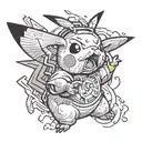 Pikachu snorting a line tattoo design idea
