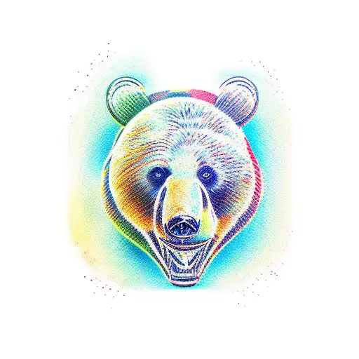 bear drinking a bottle of wine tattoo design idea