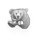 bear drinking a bottle of wine tattoo design idea