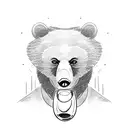 bear drinking a bottle of wine tattoo design idea