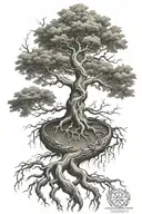 yggdrasil tree of life with roots tattoo design idea