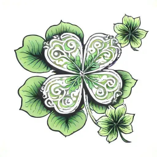 make a tattoo of a four leaf clover where in each leaf there are the letters m, n, f, c tattoo design idea