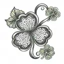 make a tattoo of a four leaf clover where in each leaf there are the letters m, n, f, c tattoo design idea