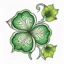 make a tattoo of a four leaf clover where in each leaf there are the letters m, n, f, c tattoo design idea
