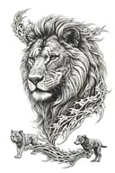 lion, wolf tattoo design idea