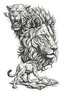 lion, wolf tattoo design idea