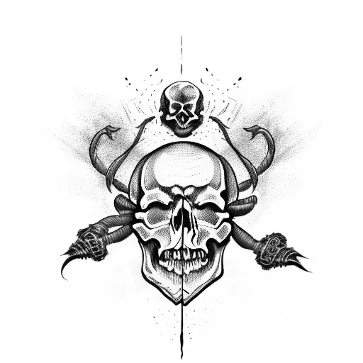 skull with scorpion inside tattoo design idea