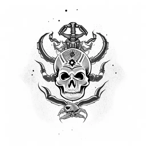skull with scorpion inside tattoo design idea