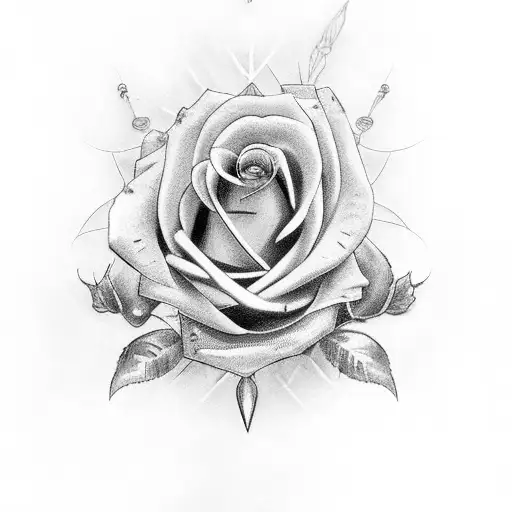 Roman numerals with roses  tattoo design idea