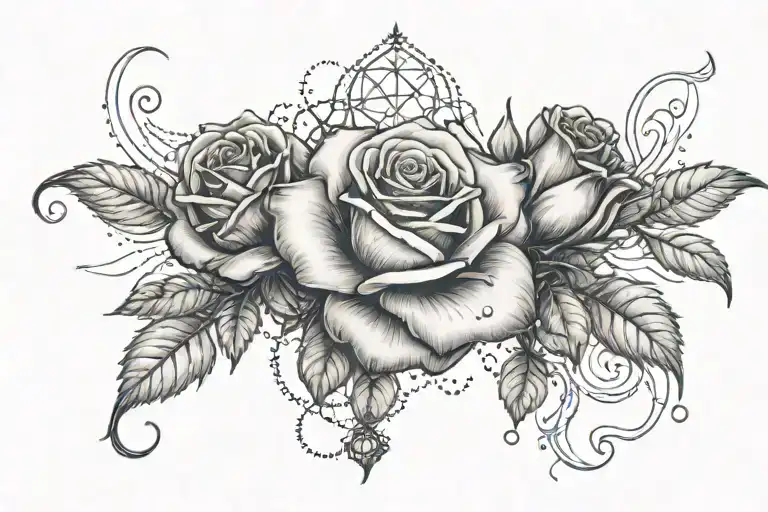 holy grail, rose, and the scopio constellation intertwined tattoo design idea