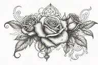 holy grail, rose, and the scopio constellation intertwined tattoo design idea
