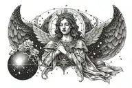 holy grail, scopio constellation with an angel tattoo design idea