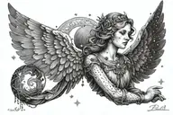 holy grail, scopio constellation with an angel tattoo design idea