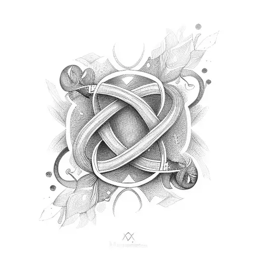 A stylized infinity symbol with a beauty image tattoo design idea