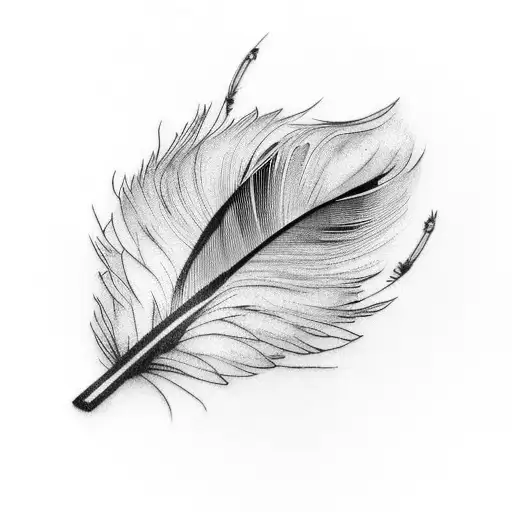 A bird feather with stitches in place of the feathers: tattoo design idea