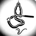 snake around a scalpel tattoo design idea