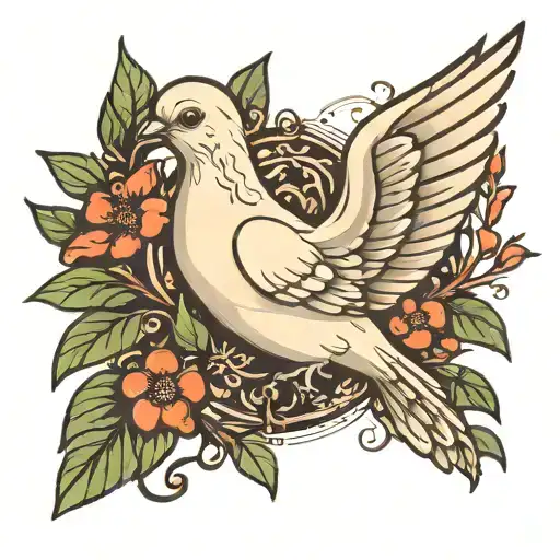 dove of peace with a sprig of laurel in its beak tattoo design idea