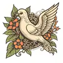 dove of peace with a sprig of laurel in its beak tattoo design idea