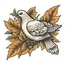 dove of peace with a sprig of laurel in its beak tattoo design idea