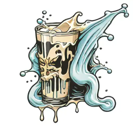 milk spilling tattoo design idea