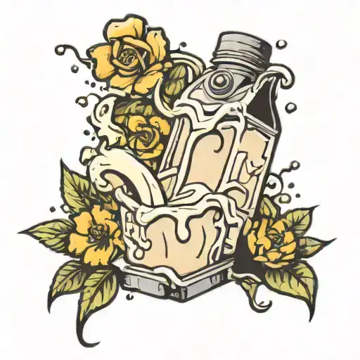milk carton pouring milk tattoo design idea