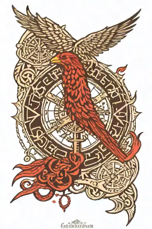 Vegvisir, odin's raven, Yggdrasil, mjolnir tattoo design idea