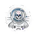 a spacesuit, from head to shoulders, in the porthole of which a skull is visible, in the neck there is a crack tattoo design idea