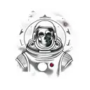 a spacesuit, from head to shoulders, in the porthole of which a skull is visible, in the porthole there is a crack tattoo design idea