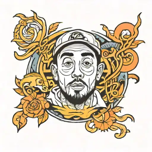 Mac miller swimming in circles intertwined within tattoo design idea