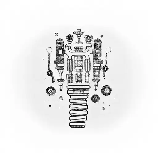 Mechanical arm with circuitry and gears tattoo design idea