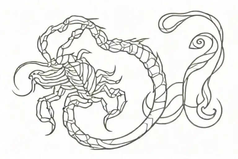 Scorpion mixed with Virgo and Aquarius and Scorpio and Virgo  tattoo design idea