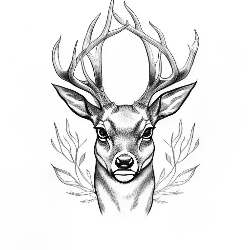 A doe and a buck head looking at eachother tattoo design idea