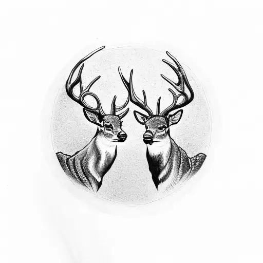 Two Deer heads looking at eachother tattoo design idea