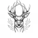 A doe and a buck head looking at eachother tattoo design idea