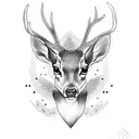 A doe and a buck head looking at eachother tattoo design idea
