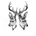 A doe and a buck head looking at eachother tattoo design idea