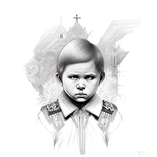 religious kid part of the mafia tattoo design idea