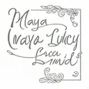 names Maya Lucy Mila name in cursive writing running tattoo design idea