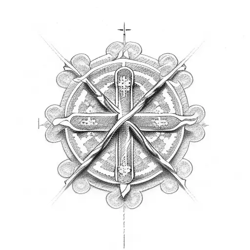 Catholic rosary cross tattoo design idea