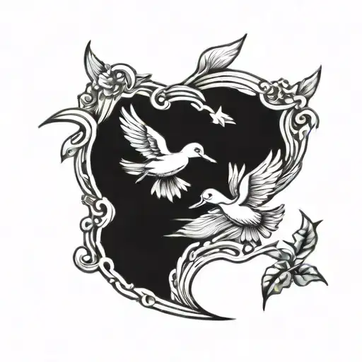 ducks flying with crosses  tattoo design idea