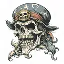 laughing skull bursting with laughter (you can take Luffy from One Piece, Jack Sparrow or the  tattoo design idea