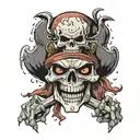 laughing skull bursting with laughter (you can take Luffy from One Piece, Jack Sparrow or the  tattoo design idea
