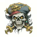 laughing skull bursting with laughter (you can take Luffy from One Piece, Jack Sparrow or the  tattoo design idea