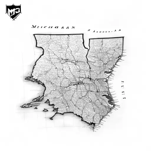 A map of Michigan with MMA elements tattoo design idea