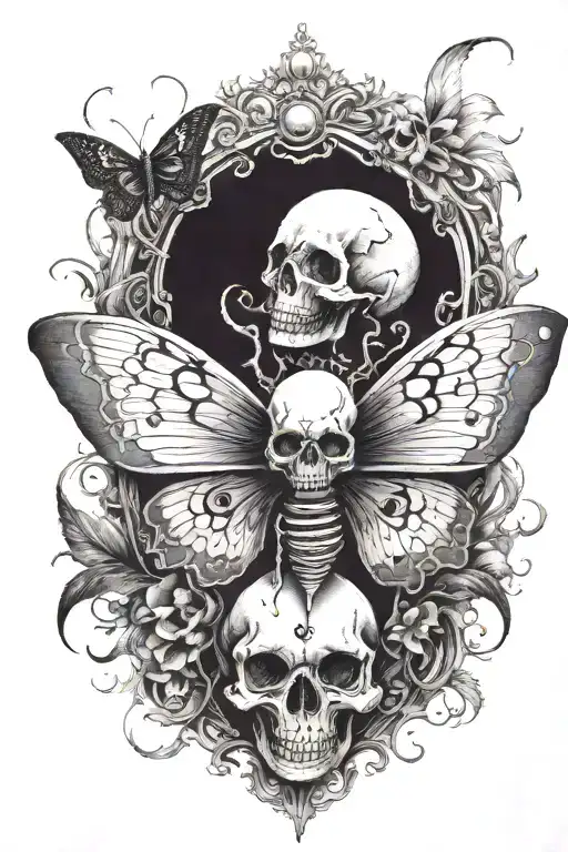 Tim Burton horror theme no skulls at all use death moth tattoo design idea