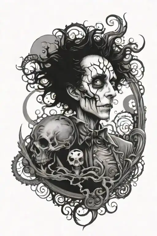Tim Burton horror theme tattoo design idea
