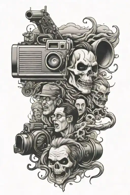 scary movie theme tattoo design idea