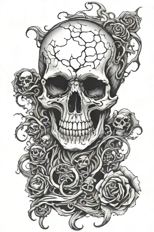 Tim Burton horror theme no skull surrounded tattoo design idea